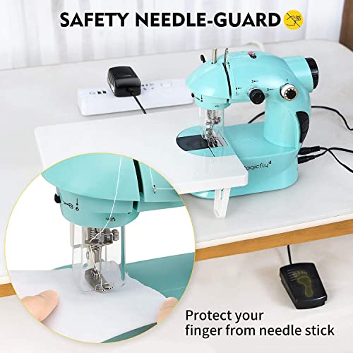 Magicfly Mini Sewing Machine with Extension Table, Dual Speed Portable Sewing Machine for Beginners with Light, Sewing Kit for Household Use, Blue - Image 4