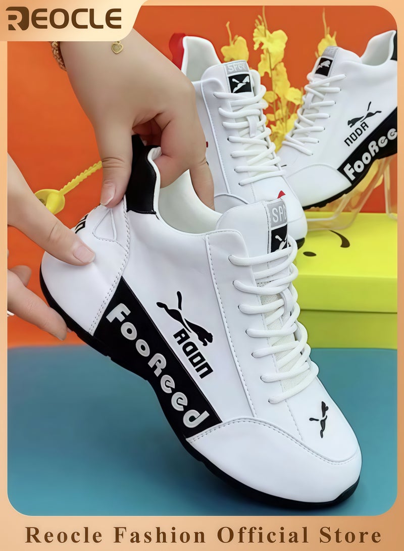 REOCLE Unisex Breathable Shoes Leather Casual Shoes Running Shoes Sports Shoes for Running & Traveling  & Mountain Climbing & Cycling & Walking - Image 1