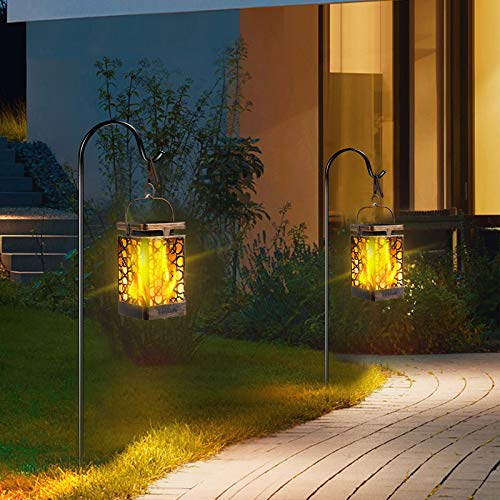 TomCare Solar Lights Upgraded Solar Lantern Flickering Flame Outdoor Hanging Lantern Decorative Lighting Solar Powered Waterproof LED Flame Umbrella Lights for Patio Garden Deck, 2 Pack(Bronze) - Image 5