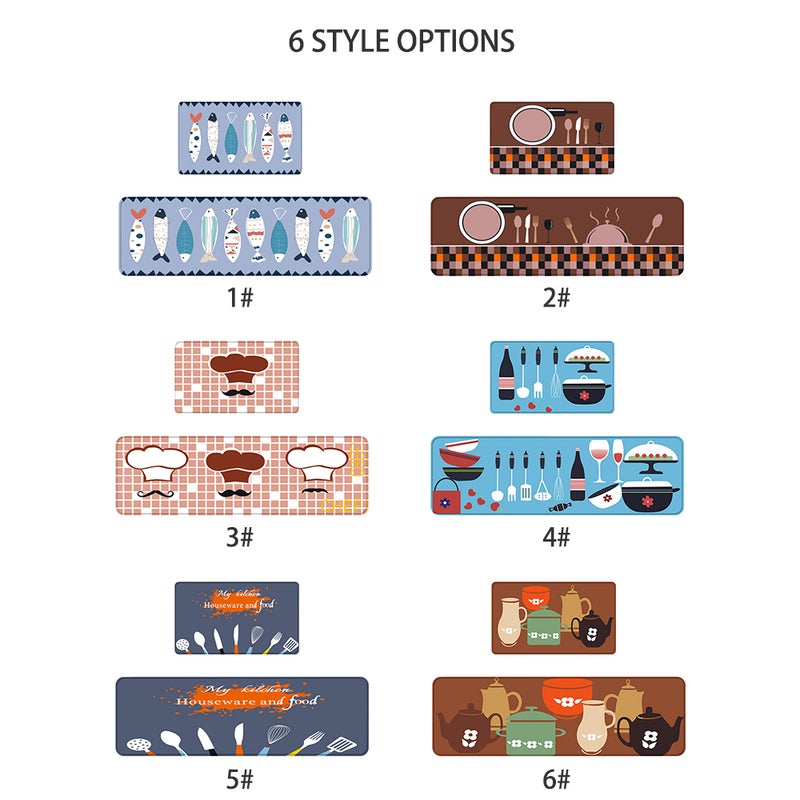2pcs Kitchen Rug Set Non-Slip Floor Mats Cute Cartoon Super Absorbent Throw Carpet for Kitchen Doormat Foyer Bathroom Bedroom - Image 3