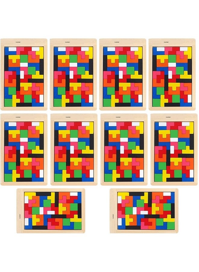 PLUSPOINT Wooden Russian Blocks Pack of 10 Puzzles for Kids Adults, Wood Intelligence Puzzle for Kids Wooden Kids Jigsaw Puzzles Brain Teasers Toy Educational Gift for Kids 5-10 Years Travel Puzzle - Image 1