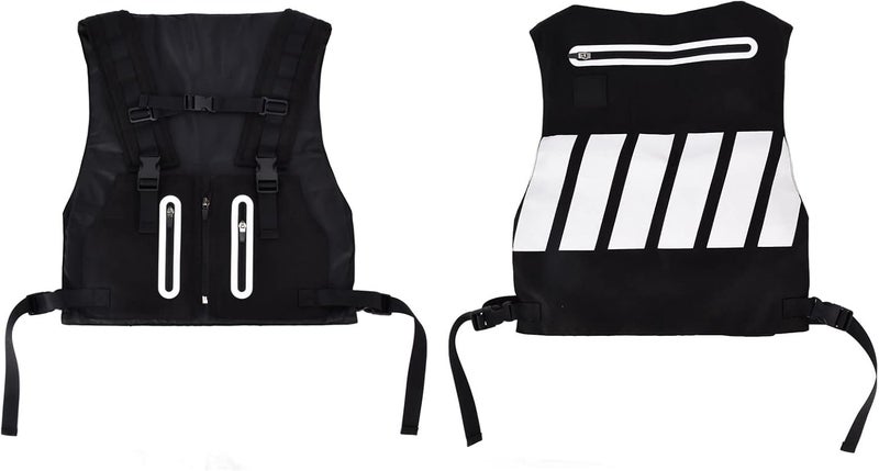 cheekyglo Cycling Reflective Vest, Zipper Pocket Waterproof High Visibility Reflective Running Vest for Running, Cycling(Black) - Image 5
