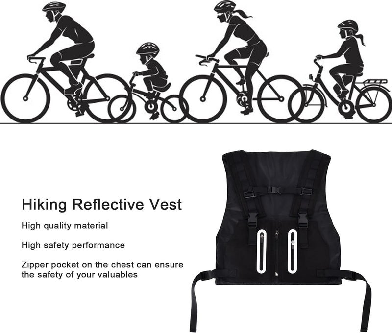 cheekyglo Cycling Reflective Vest, Zipper Pocket Waterproof High Visibility Reflective Running Vest for Running, Cycling(Black) - Image 3