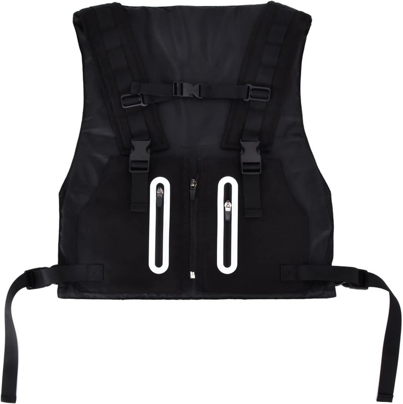 cheekyglo Cycling Reflective Vest, Zipper Pocket Waterproof High Visibility Reflective Running Vest for Running, Cycling(Black) - Image 1