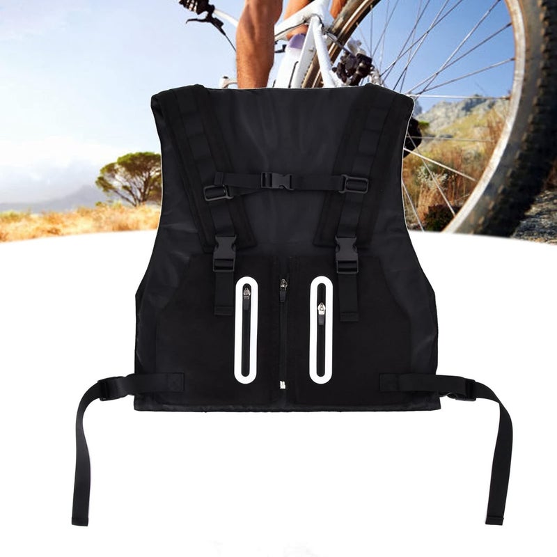 cheekyglo Cycling Reflective Vest, Zipper Pocket Waterproof High Visibility Reflective Running Vest for Running, Cycling(Black) - Image 2