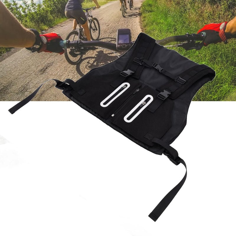 cheekyglo Cycling Reflective Vest, Zipper Pocket Waterproof High Visibility Reflective Running Vest for Running, Cycling(Black) - Image 4
