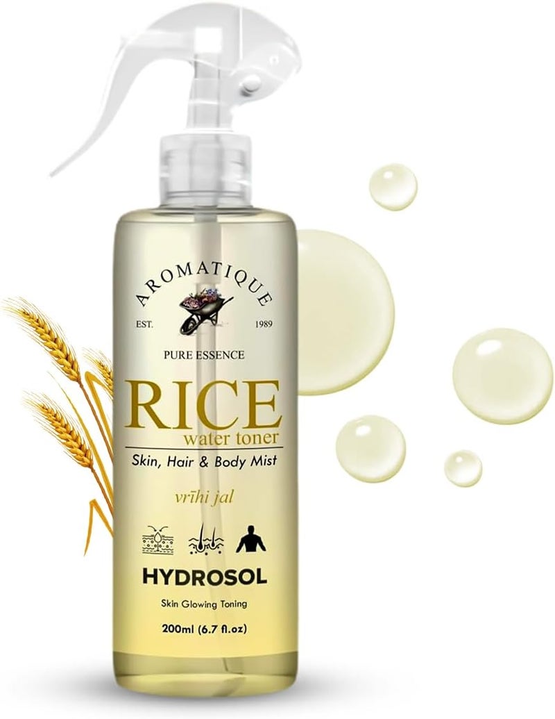 AROMATIQUE Face and Body Mist |100% Natural Hydrosol, Floral Water Spray - Steam Distilled for Face, Toner, Body Mist & Pore Cleanser (Rice Water Hydrosol) - Image 1