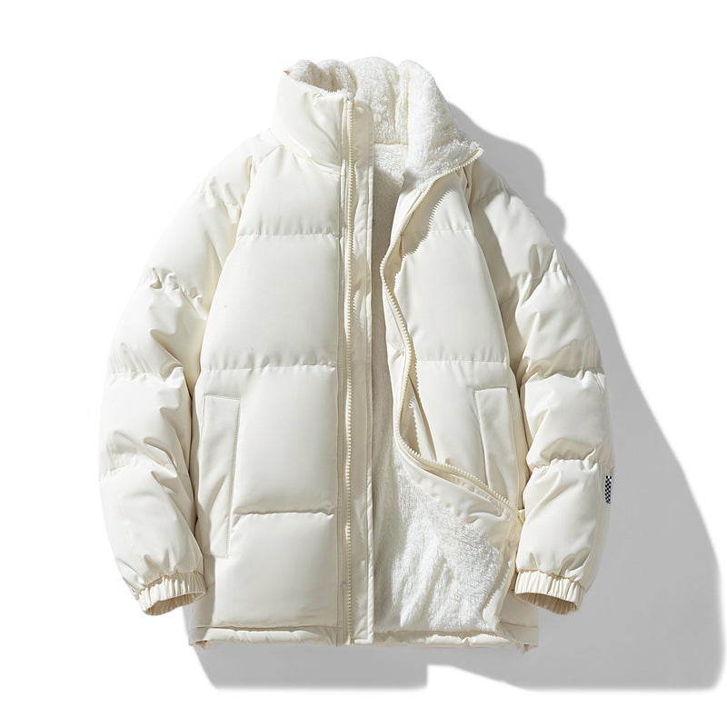 Jacket Men'S Cotton-Padded Clothes Men'S Trendy Brand Fleece-Lined Thickened Couple'S Lamb Velvet Cotton-Padded Jacket Men'S Cotton-Padded Noodles - Image 4