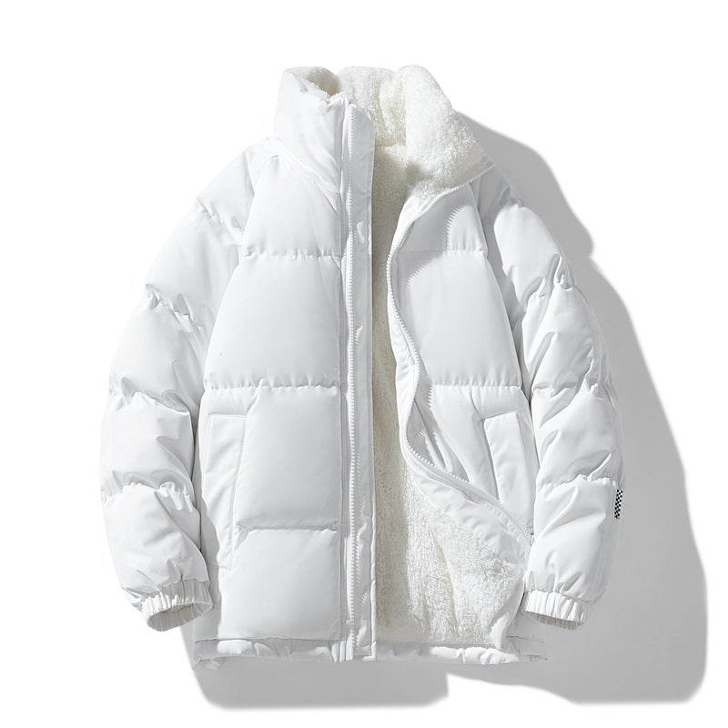 Jacket Men'S Cotton-Padded Clothes Men'S Trendy Brand Fleece-Lined Thickened Couple'S Lamb Velvet Cotton-Padded Jacket Men'S Cotton-Padded Noodles - Image 5