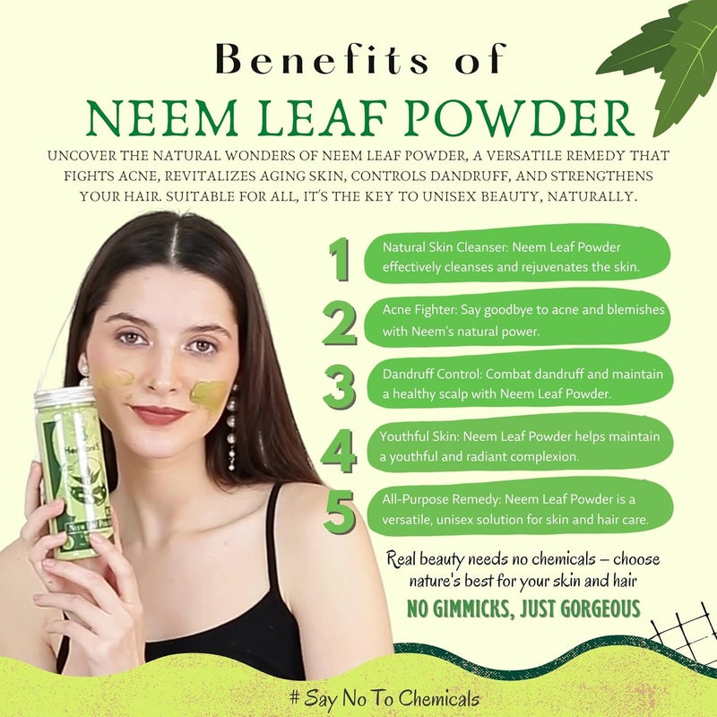 Herbtoniq HerbtoniQ 100 Natural Neem Leaf and Nagarmotha Powder for Making DIY Mask for FaceFacial Hair  Body 300 Gram  - Image 2