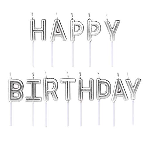 HK balloons Happy Birthday Candle / Silver / 'Happy Birthday' / Medium / Modern / Long Burning - Image 2