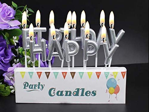 HK balloons Happy Birthday Candle / Silver / 'Happy Birthday' / Medium / Modern / Long Burning - Image 3