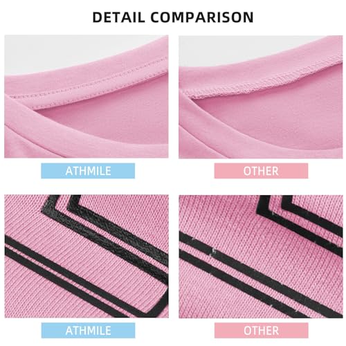 ATHMILE Womens Summer Spring Oversized T Shirts Loose Fit Crewneck Short Sleeve Tops Casual Blouse Y2K 2025 Basic Tee Beach Pink - Image 3