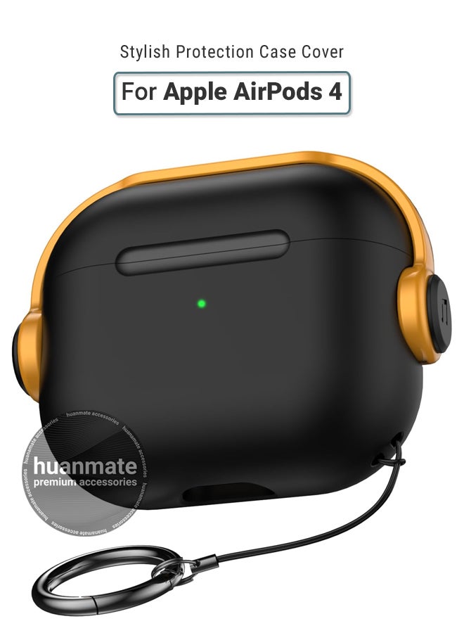 huanmate Apple AirPods 4 Premium Protection Case Cover - Black/Yellow - Lightweight, Stylish Design, Accurate Cut-outs - Easy to Install & Remove - Durable Shield for Your Apple AirPods 4 - Image 1