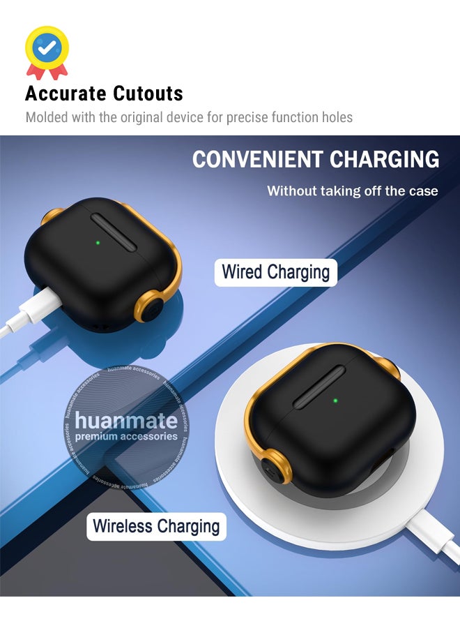 huanmate Apple AirPods 4 Premium Protection Case Cover - Black/Yellow - Lightweight, Stylish Design, Accurate Cut-outs - Easy to Install & Remove - Durable Shield for Your Apple AirPods 4 - Image 5