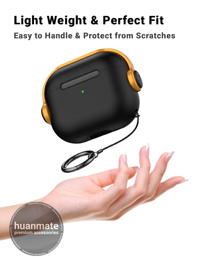 huanmate Apple AirPods 4 Premium Protection Case Cover - Black/Yellow - Lightweight, Stylish Design, Accurate Cut-outs - Easy to Install & Remove - Durable Shield for Your Apple AirPods 4 - Image 3