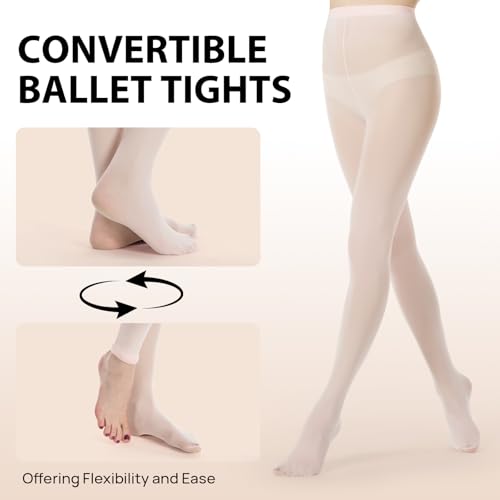 MANZI Women's Solid Color Comfortable Convertible Ballet Tights 3 Pairs Pack L-XL, Ballet Pink - Image 3