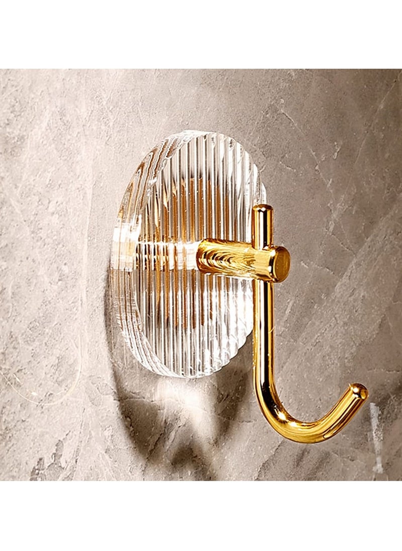 SYOSI - Adhesive Towel Hooks, 4pack Towel Coat Hooks Wall Hooks, Heavy Duty Waterproof Rustproof Sticky Hooks, Shower Hooks for Towels Decorative for Bathroom, Kitchen, Gold - Image 1