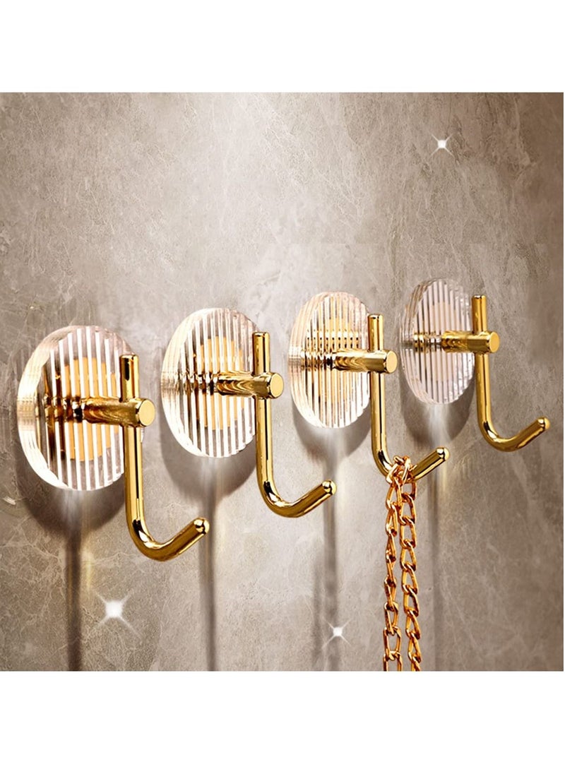 SYOSI - Adhesive Towel Hooks, 4pack Towel Coat Hooks Wall Hooks, Heavy Duty Waterproof Rustproof Sticky Hooks, Shower Hooks for Towels Decorative for Bathroom, Kitchen, Gold - Image 1