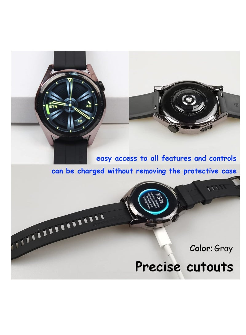 Protective Case compatible with Huawei Watch GT 3 46mm, 3 Pack All-around Flexible TPU Case with Screen Protector (Black, Transparent) - Image 5