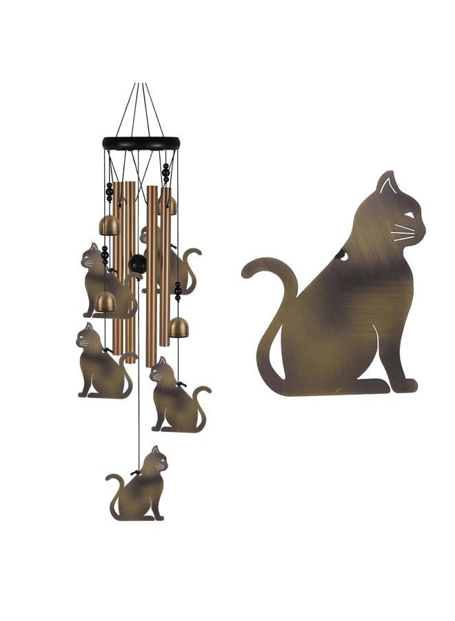 xxschy Garden Cat Wind Chimes Outdoor Indoor Decor - with 4 Tubes 4 Bells 5 Cats Wind Chime, Mobile Romantic Cat Wind Catcher, Cats Windchimes for Home, Mom Gifts, Balcony, Tree, Festival, Garden Decoration - Image 1