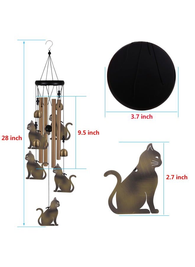 xxschy Garden Cat Wind Chimes Outdoor Indoor Decor - with 4 Tubes 4 Bells 5 Cats Wind Chime, Mobile Romantic Cat Wind Catcher, Cats Windchimes for Home, Mom Gifts, Balcony, Tree, Festival, Garden Decoration - Image 3