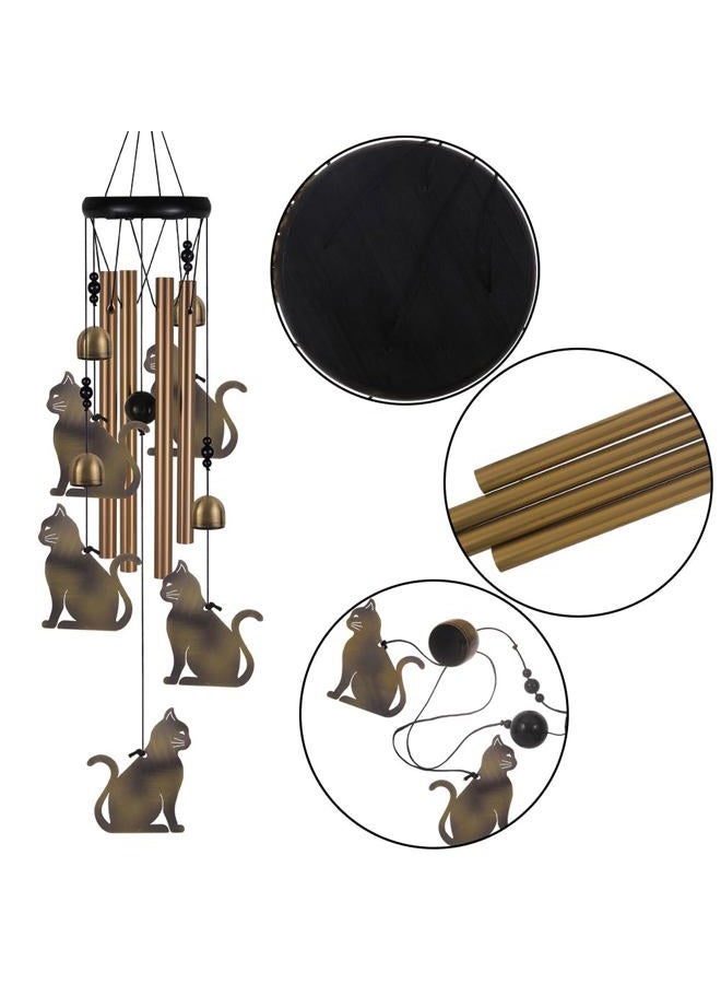 xxschy Garden Cat Wind Chimes Outdoor Indoor Decor - with 4 Tubes 4 Bells 5 Cats Wind Chime, Mobile Romantic Cat Wind Catcher, Cats Windchimes for Home, Mom Gifts, Balcony, Tree, Festival, Garden Decoration - Image 2