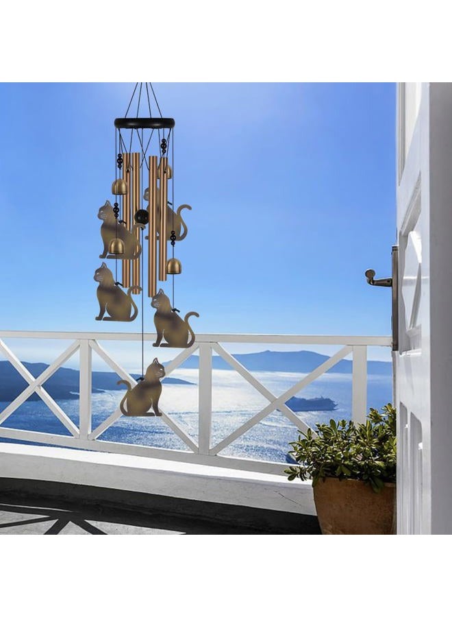 xxschy Garden Cat Wind Chimes Outdoor Indoor Decor - with 4 Tubes 4 Bells 5 Cats Wind Chime, Mobile Romantic Cat Wind Catcher, Cats Windchimes for Home, Mom Gifts, Balcony, Tree, Festival, Garden Decoration - Image 5