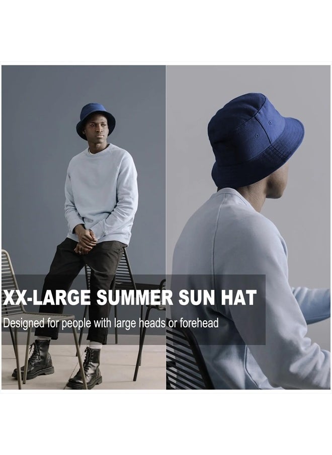 CHUANGLI - Oversize XXL Cotton Bucket Hat, Unisex Reversible Trendy Fisherman Hats, Double Side Wear Fishing Hat Summer Sun Hat - Image 1
