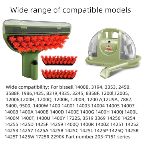 Sionlan Upgraded 5.3in 1400B Little Green Machine Multi-Purpose Tools Brush Replacement Parts Compatible with 1400B 3194 3353 2458 3588F 1986 1425 2513E 3624 Tough Stain Brush Tool Attachments (green 1+2) - Image 3