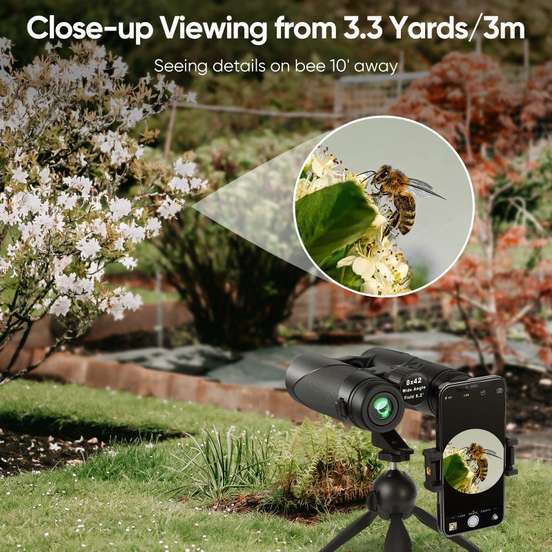 Timorn Binoculars for Adults Bird Watching - Timorn HD 8x42 Birding Binocular for Adult High Powered with Phone Adapter Tripod - Waterproof Lightweight Binocular for Travel, Sports, Hiking - Image 5