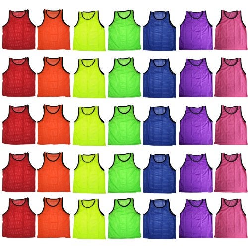 BlueDot Trading 12 Adult Mens Womans Unisex Sports Pinnie Scrimmage Training Vest, Nylon Mesh for Team Practice - For Soccer, Field Hockey, Lacrosse, Football, Basketball, COLOR: Orange (12 Pack) - Image 4