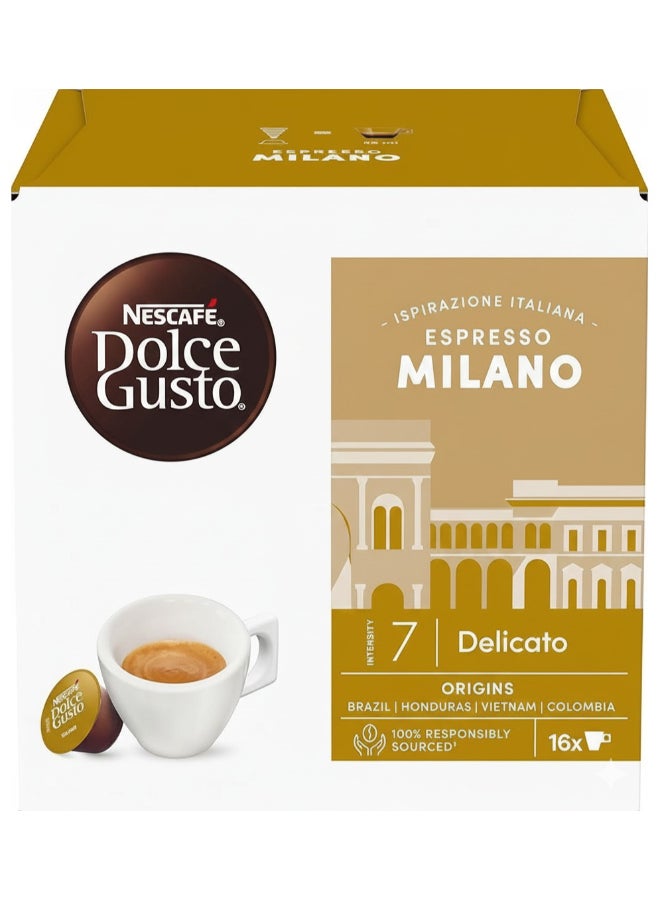 Nescafe Dolce Gusto Espresso Milano Delicato 16 Coffee Capsules 99.2grams Single - Image 1