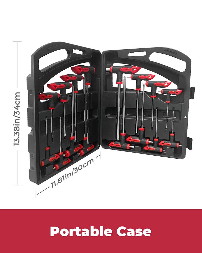 ROTATION 16 Pcs Hex and Torx Wrench Set, T Handle Allen Key with Case, for Long Shafts, Storage Rack, Auto, Bike, Moto - Image 5