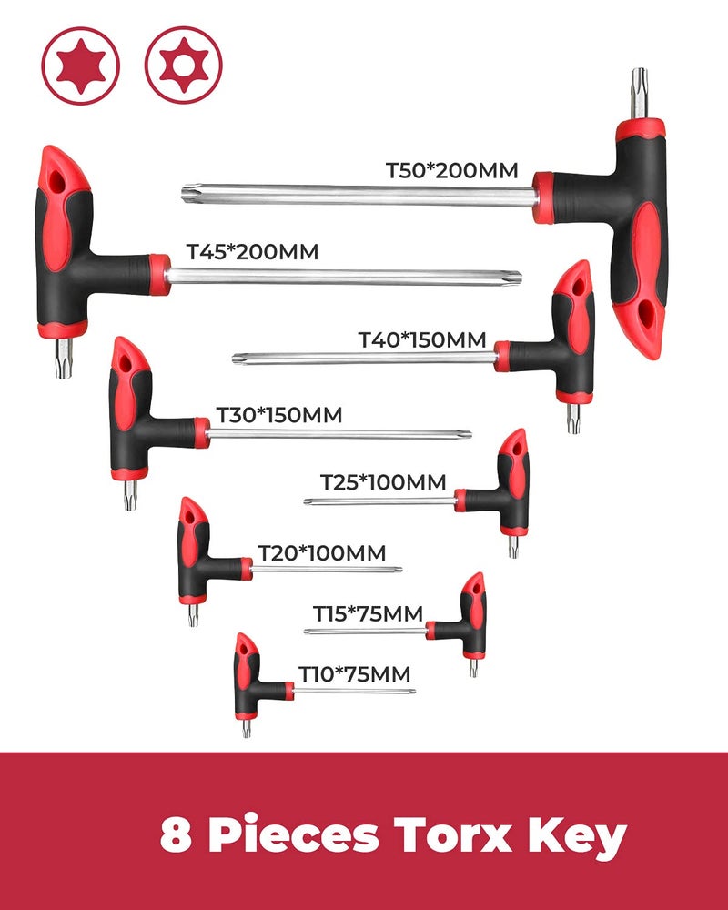 ROTATION 16 Pcs Hex and Torx Wrench Set, T Handle Allen Key with Case, for Long Shafts, Storage Rack, Auto, Bike, Moto - Image 4