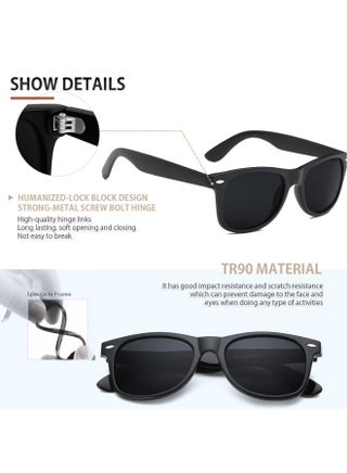 Sunglasses Men Polarized Sunglasses for Mens and Womens,Black Retro Sun Glasses Driving Fishing UV Protection - view 2