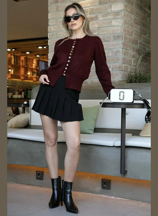 ليلا كارديجان ليلا النسائي من الكروشيه المريح بياقة مستديرة