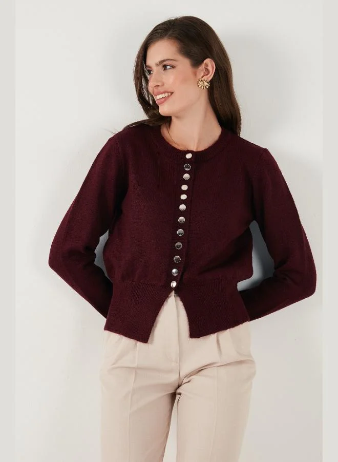 ليلا كارديجان ليلا النسائي من الكروشيه المريح بياقة مستديرة