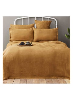 ebarza Karaca Nautica Home Bow Mustard Double-Sided Single Muslin Bedspread Set  - Image 1