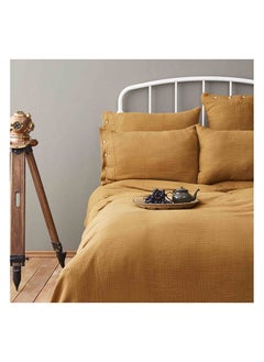 ebarza Karaca Nautica Home Bow Mustard Double-Sided Single Muslin Bedspread Set  - Image 2