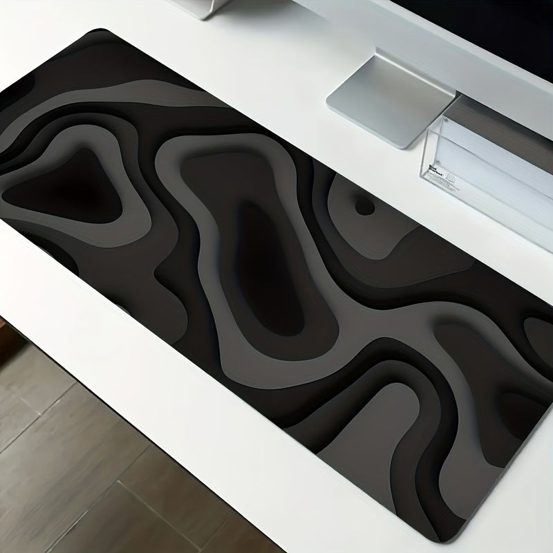 Extra Large Gaming Desk Mat And Mouse Pad 27.5 x 11.7 Inches Black And Gray Swirl Design Extended Keyboard Coverage Durable Fiber Rubber Base Suitable For PC Office Home Computer Desks Compatible With PCs Laptops - Image 4
