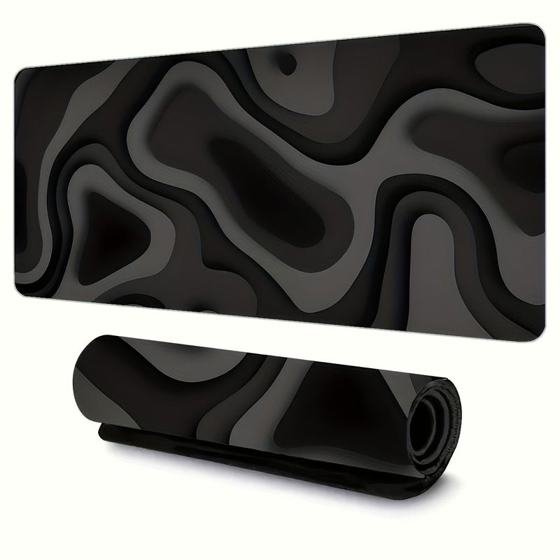 Extra Large Gaming Desk Mat And Mouse Pad 27.5 x 11.7 Inches Black And Gray Swirl Design Extended Keyboard Coverage Durable Fiber Rubber Base Suitable For PC Office Home Computer Desks Compatible With PCs Laptops - Image 3