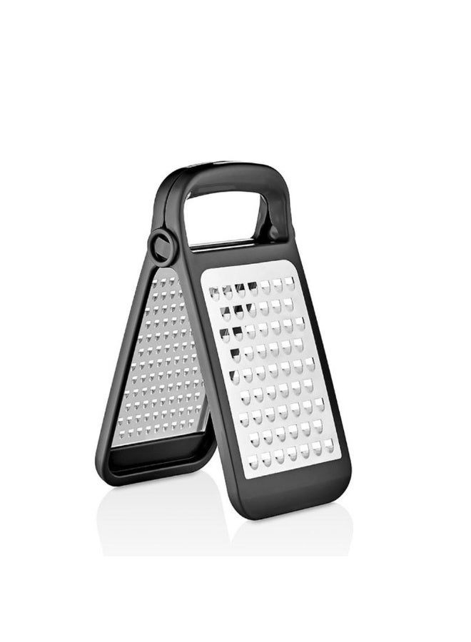 Titiz Double sided folding cheese & vegetable grater stainless steel coarse & fine blades non slip comfort grip space saving design dishwasher safe black - Image 2
