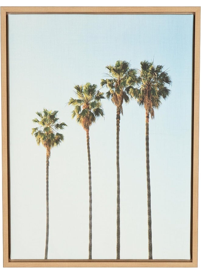 Kate and Laurel Kate and Laurel Sylvie Four Palm Trees Framed Canvas Wall Art by Simon Te of Tai Prints 18 x 24 Gray Coastal BeachInspired Home Dcor  - Image 2