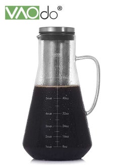 VAOdo Cold Brew Coffee Maker 1600ML Borosilicate Glass With Stainless Steel Filter Fine Mesh Filter Infuser Kettle For Iced Coffee Cold Brew Juice Tea Etc  - Image 1