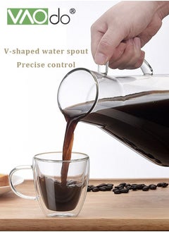 VAOdo Cold Brew Coffee Maker 1600ML Borosilicate Glass With Stainless Steel Filter Fine Mesh Filter Infuser Kettle For Iced Coffee Cold Brew Juice Tea Etc  - Image 3