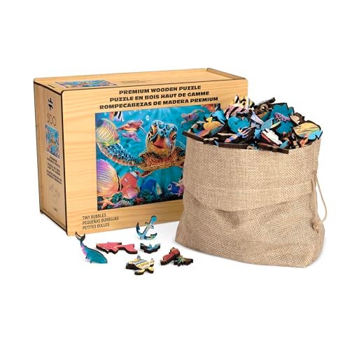 Buffalo Games 500 Piece Wooden Jigsaw Puzzle Tiny Bubbles Unique Whimsical Jigsaw Pieces Wooden Box Full Size Poster Ages 14 - Image 1