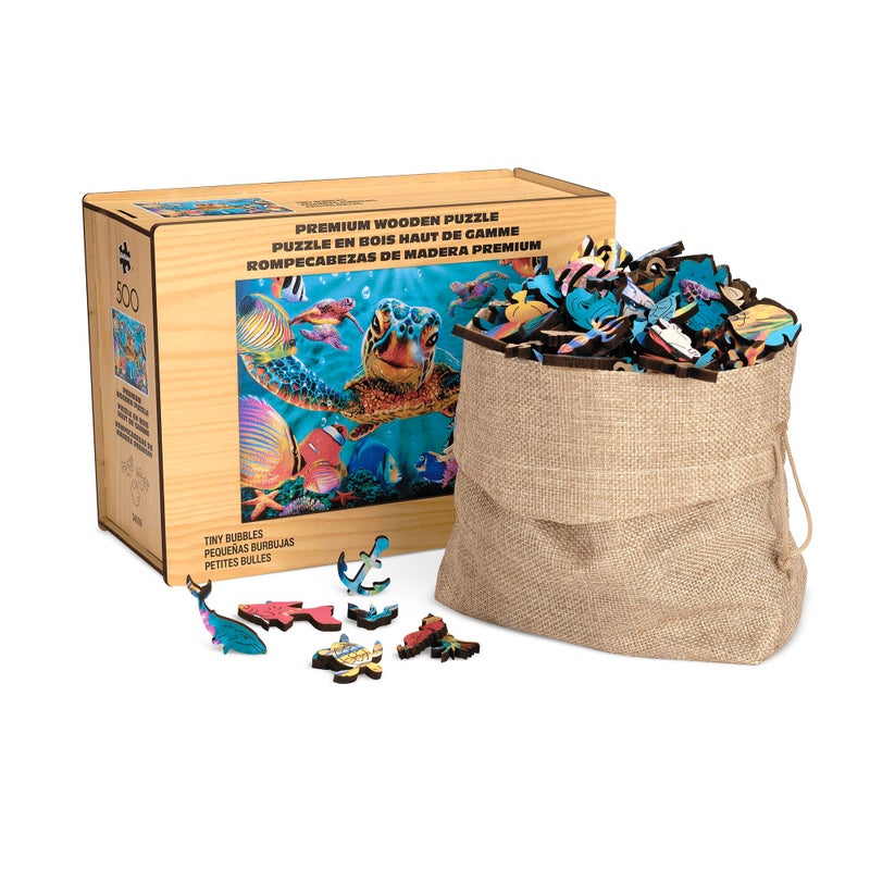 Buffalo Games 500 Piece Wooden Jigsaw Puzzle Tiny Bubbles Unique Whimsical Jigsaw Pieces Wooden Box Full Size Poster Ages 14 - Image 3