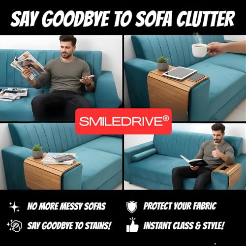 SMILEDRIVE Rectangular Sofa Armrest Tray | Teak Wood | Couch Tray | Made In India | Dining Table Mat Suitable For Food, Drinks, Snacks, Cups, Mugs-18X12 Inches (1 Unit) - Image 5