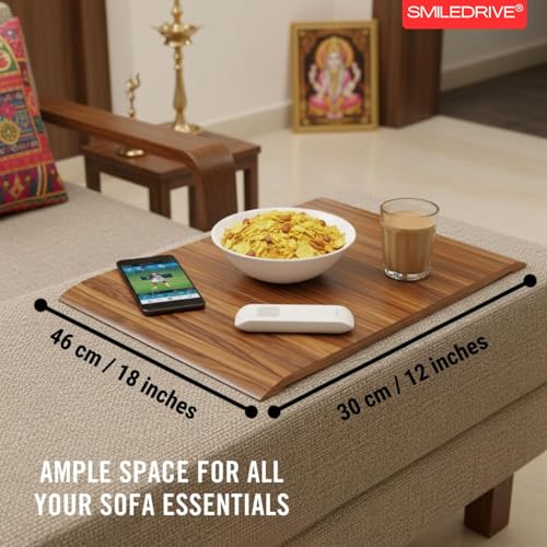 SMILEDRIVE Rectangular Sofa Armrest Tray | Teak Wood | Couch Tray | Made In India | Dining Table Mat Suitable For Food, Drinks, Snacks, Cups, Mugs-18X12 Inches (1 Unit) - Image 2